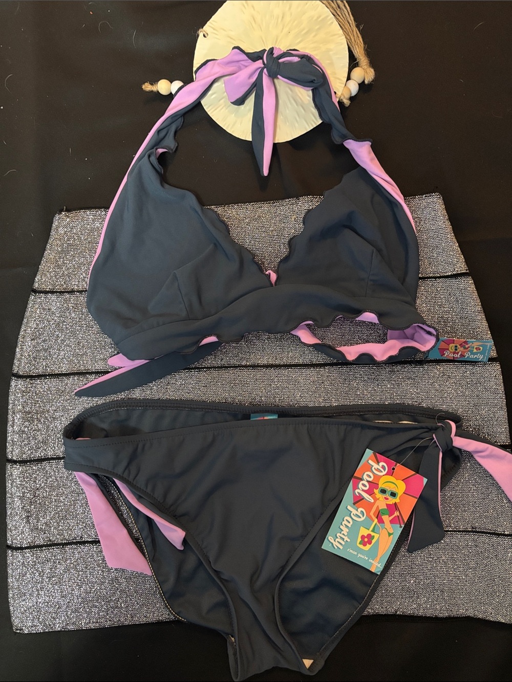 Pool Party Two-Tone Gray and Purple  Bikini Set